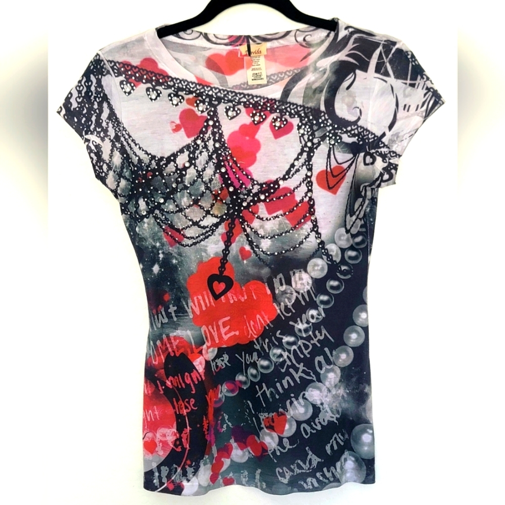 Vintage 90s Y2K Davida Heart in Chains T-Shirt
